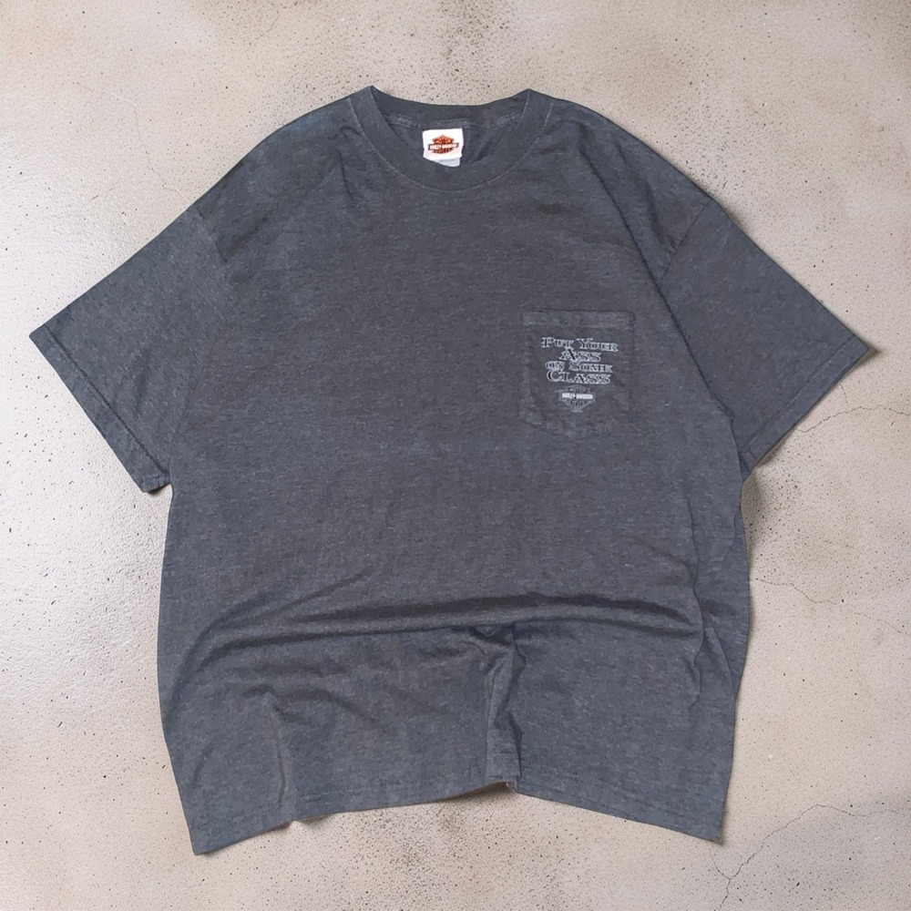 2009 Harley Davidson Mens XL Pocket T-Shirt Gray H.K. Stratman USA Made